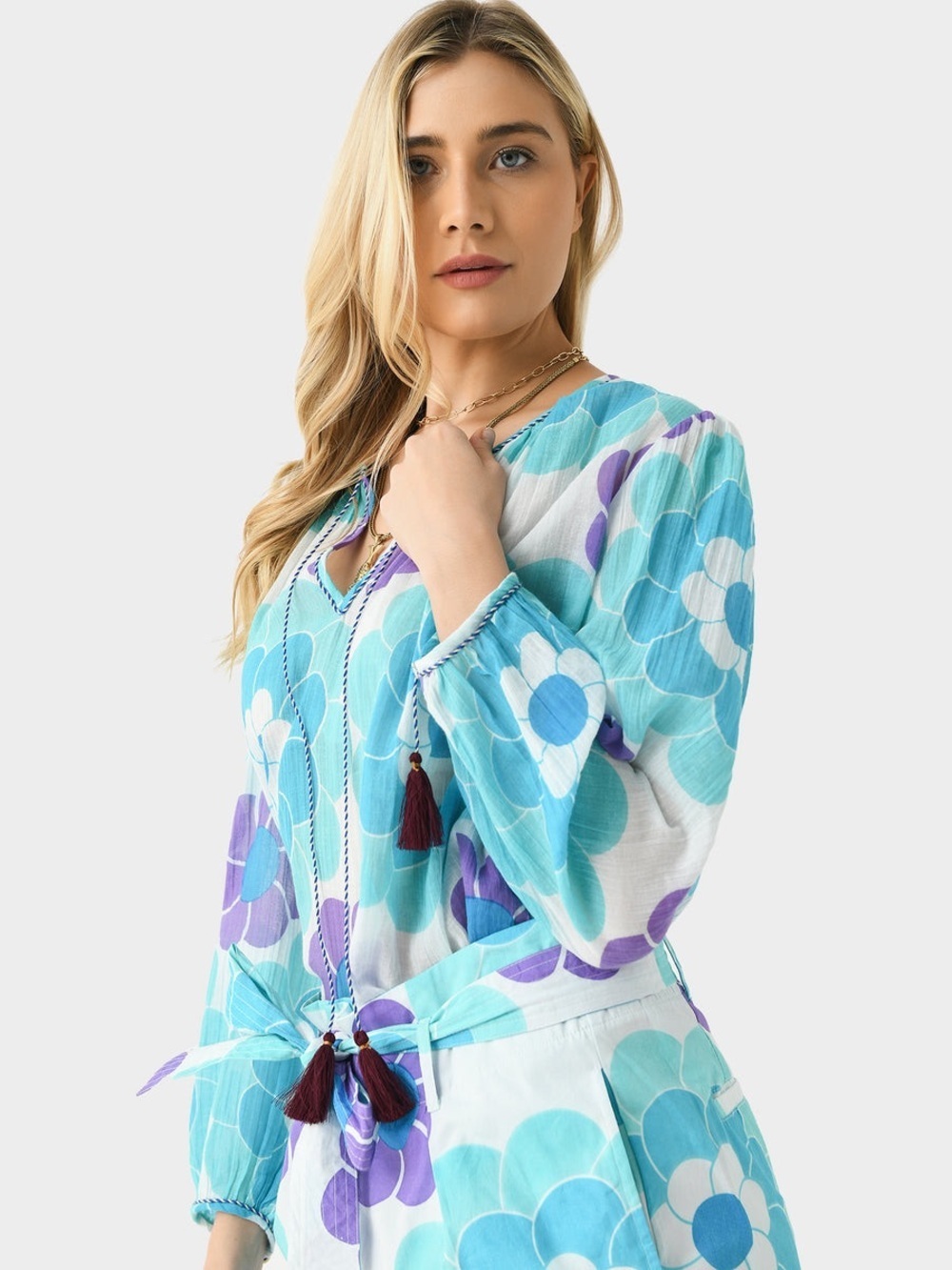 Antik Batik Women's Suny Blue Floral Blouse